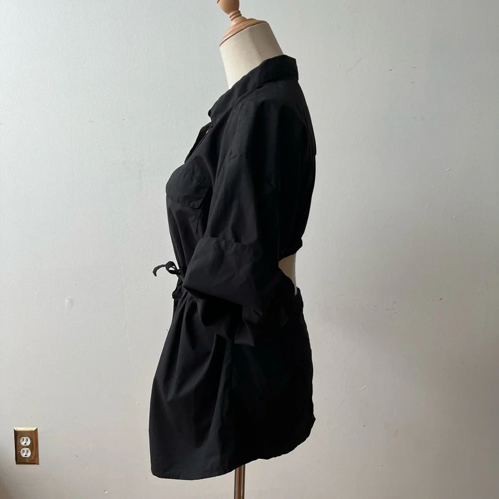 MODERN CITIZEN James Open Back Short Sleeve Black Button Down Shirt 1X - Picture 6 of 10